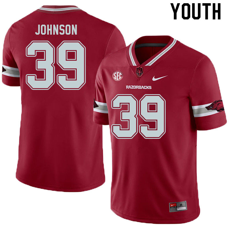 Youth #39 Nathan Johnson Arkansas Razorbacks College Football Jerseys Sale-Alternate Cardinal - Click Image to Close